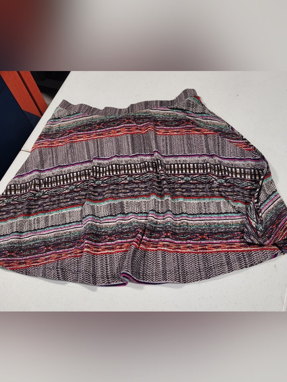 Mossimo Supply Co. Multicolor Striped Circle Skirt with Black & Cream Base